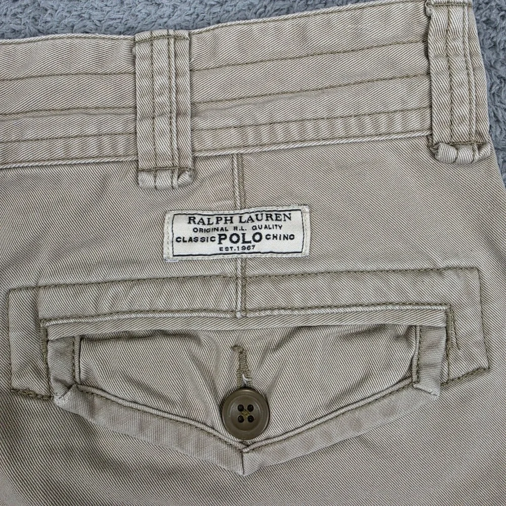 Polo Ralph Lauren Cargo Shorts Mens 34 Tan Classic Heavy Chino Cotton Utility 9